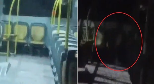 Apagó las luces del colectivo y vio una extraña sombra: el video se hizo viral