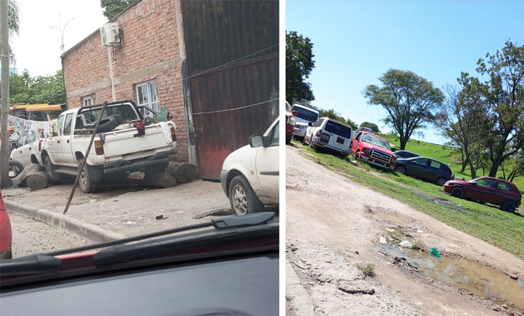 Gitanos ocupan espacios verdes, veredas y calles con autos y chatarra en la avenida Gobernador del Campo