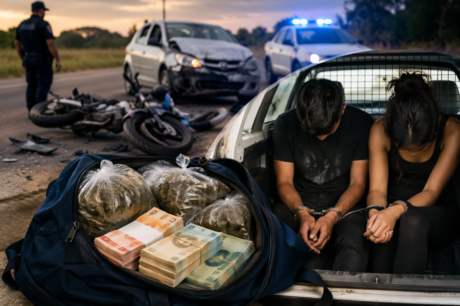 Dos salteños accidentados en una ruta santiagueña se negaron a recibir asistencia para ocultar la droga que transportaban