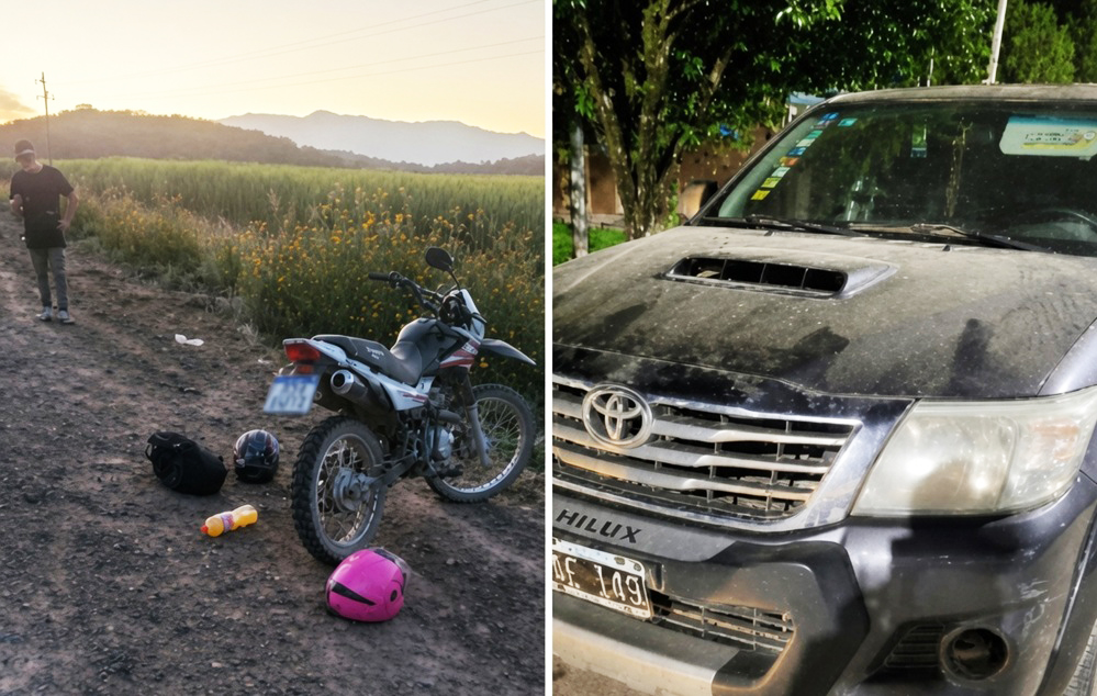 Un violento choque entre una moto y una camioneta en un cruce de rutas cerca de Burruyacú dejó dos heridos